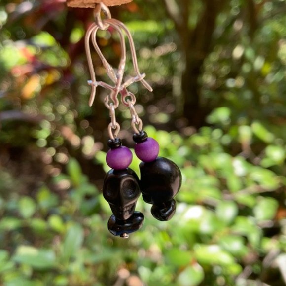 Skull purple Halloween 💀 Earrings - Picture 15 of 15